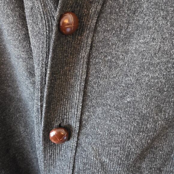 Vintage L.L.Bean Mens Gray Classic Lambswool Cardigan Sweater Size XL Dark Gray - Picture 3 of 4